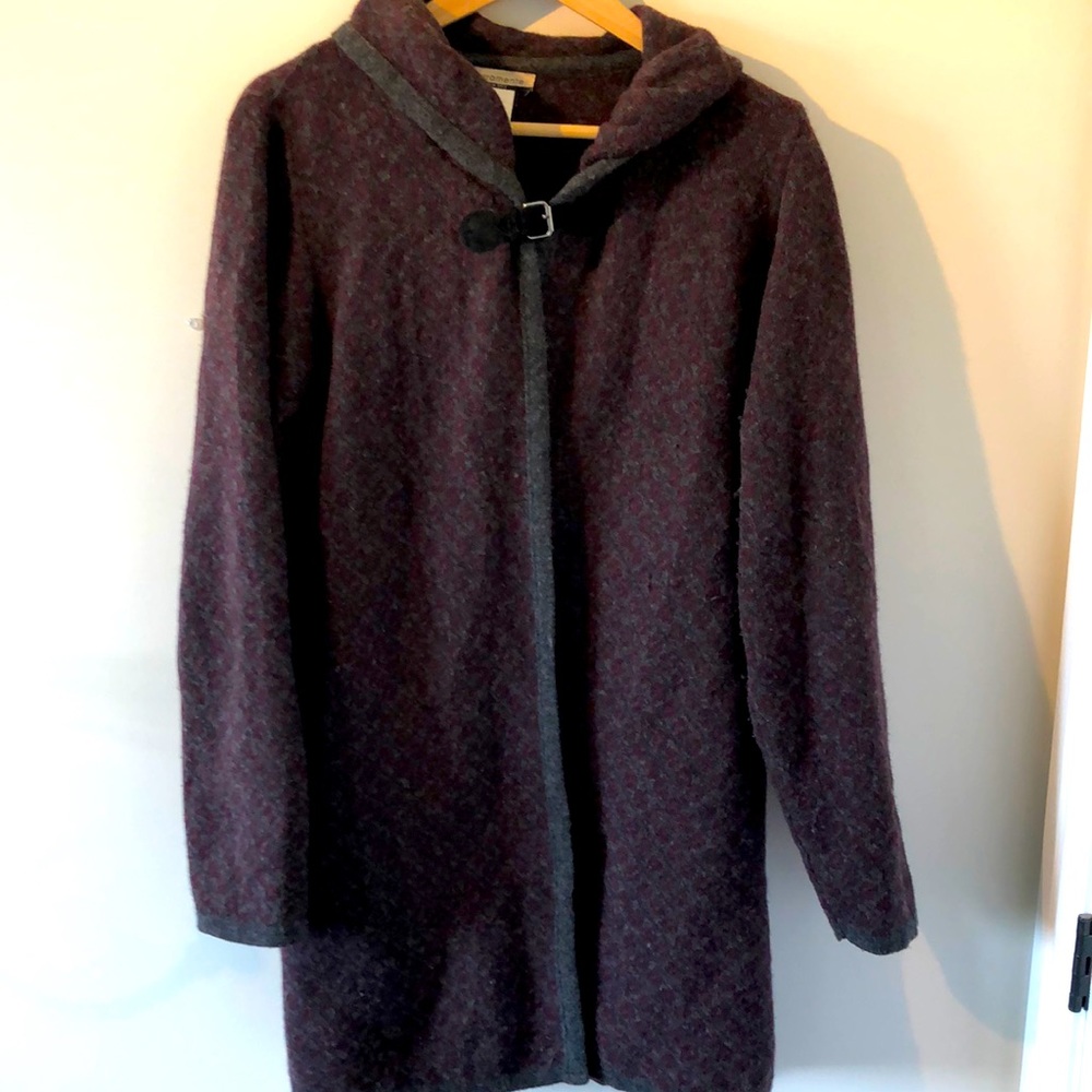 SzL plum/grey sweater coat
